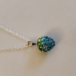 BLUEBERRY RHINESTONE  925 Silver  plate NECKLACE